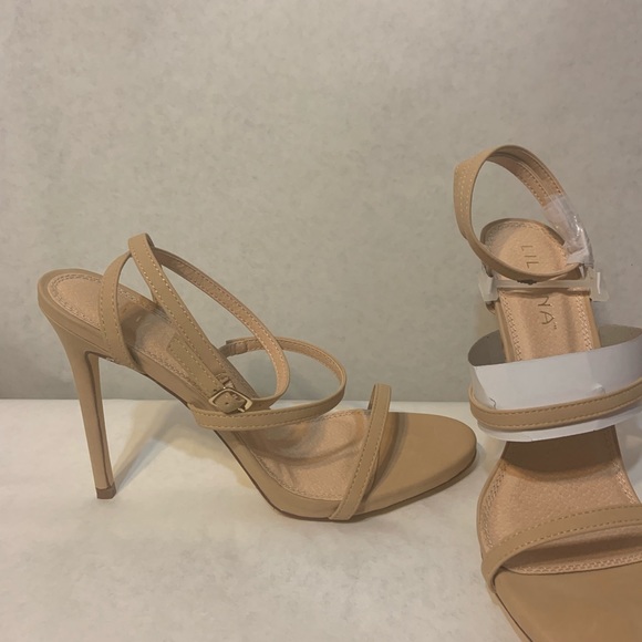Stylish, nude, ankle strap, high heeled sandal. - Picture 2 of 5